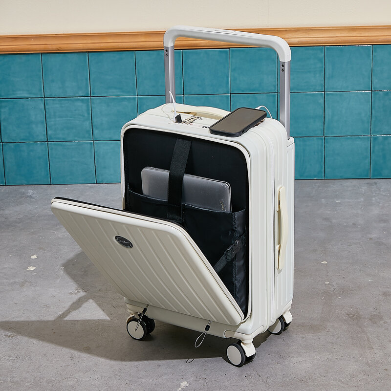 Чемодан с широкой ручкой, открывающийся спереди чемодан 20/22/26 дюймов, с USB-зарядкой, сумка для переноски, с паролем, троллейка, Женская дорожная сумка чемоданы на колесах