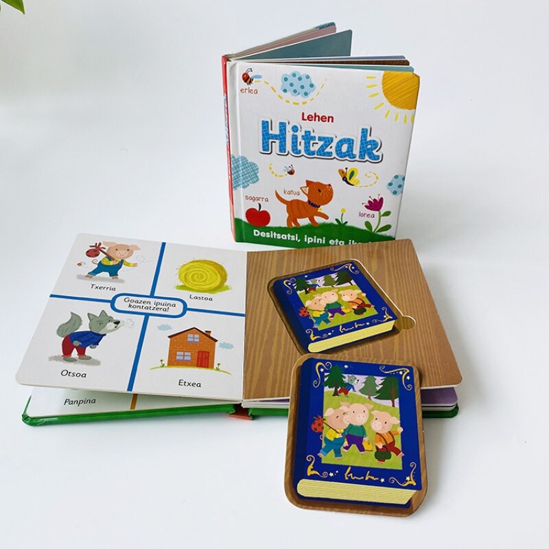 Libro de tapa dura de cartón personalizable para niños pequeños, tablero de servicio de impresión de historias, a prueba de humedad, Oem, venta al por mayor
