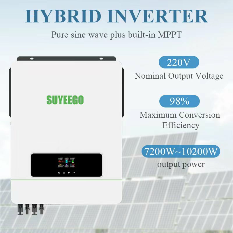 SUYEEGO All in one MPPT Pure Sine Wave Inverter 12V/24V/ 48v TO AC 110V 120v 220V 7KW 8KW 10KW hybrid Solar Inverter