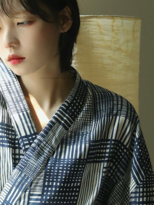 Japońskie Kimono szlafrok kobiety wiosenny i jesienny nowy styl casualowa piżama japońska damska ubrania domowe damska szata Kimono