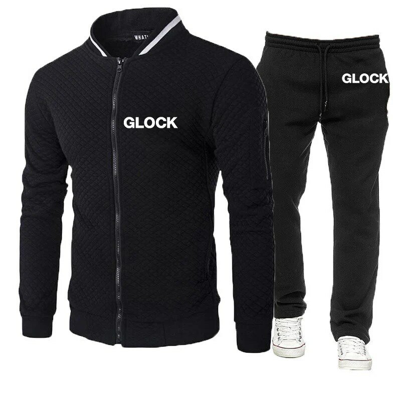 Glock jaket pria baru, jaket ritsleting Mode Pria Musim Semi dan Musim Gugur, pakaian olahraga santai, pakaian lari kebugaran, pakaian olahraga