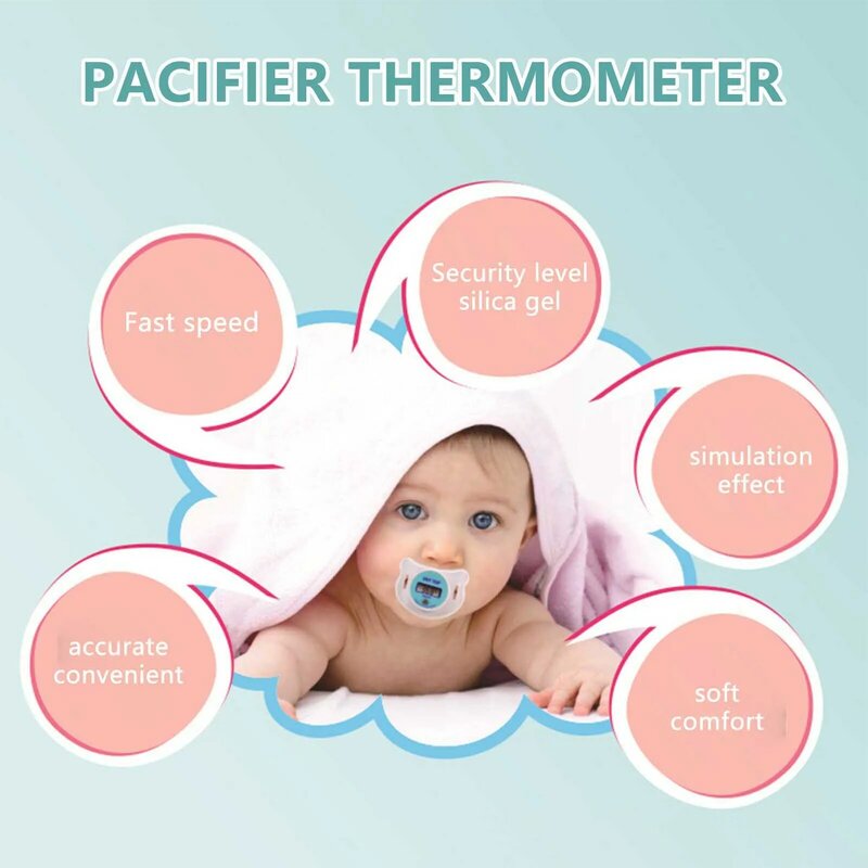 مقياس حرارة محمول للأطفال ، مريح للاستخدام مع مصاصة ، تصميم مقياس حرارة ، مناسب لدرجة حرارة فم الطفل