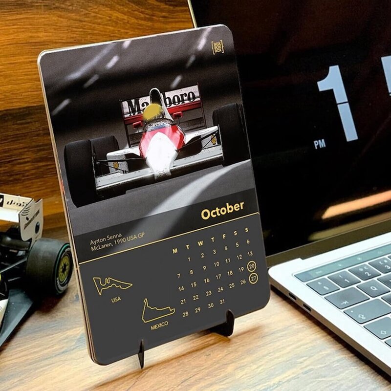 2PCS 2024 Formula Race Car Calendar Decoration For Car Fan Decor With Race Car Images Desk Calendar