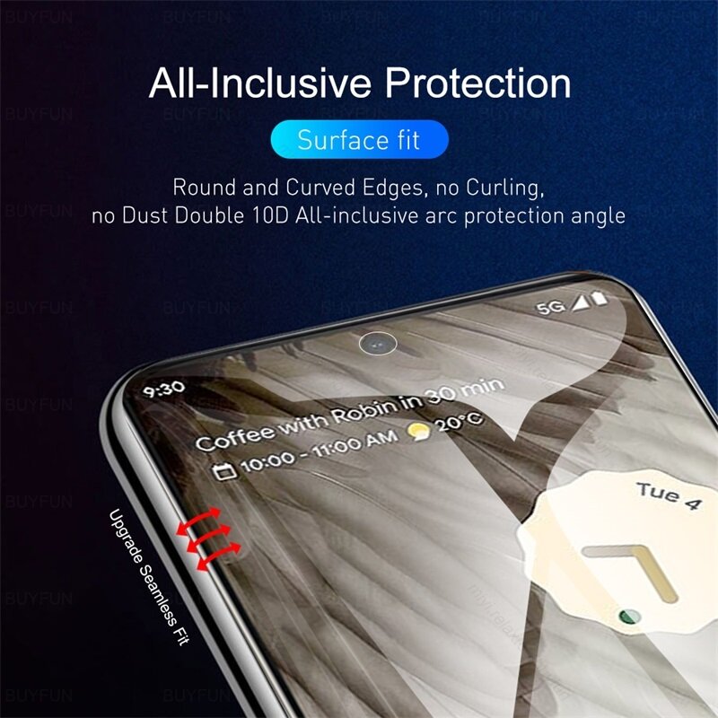 4PCS 30000D Curved Soft Hydrogel Film For Google Pixel 7 8 Pro 7a 5G Screen Protector Not Glass On Pixle 8 Pixel8 Pixle7 Pixle7a