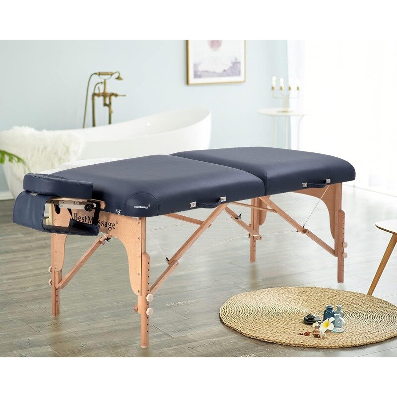 Mesa de masaje portátil, 84 pulgadas de largo, 30 pulgadas de ancho, altura ajustable, 2 pliegues, cama de Spa