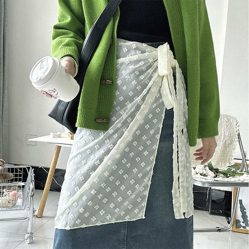 Rok kain kasa berlapis renda Blogger INS dengan rok tumpuk gadis pedas Y2k pakaian jalanan rok bungkus celemek celana yang serasi renda