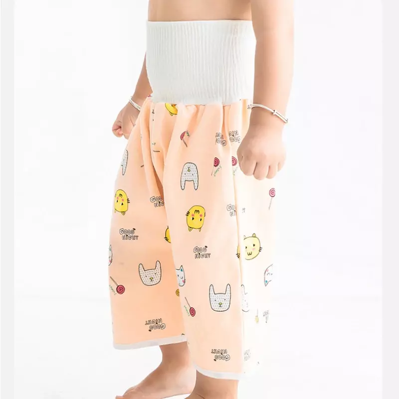 Celana Training bayi 2 in 1 popok anak-anak bayi celana katun dapat digunakan kembali tahan air rok tikar bocor penutup tempat tidur pakaian