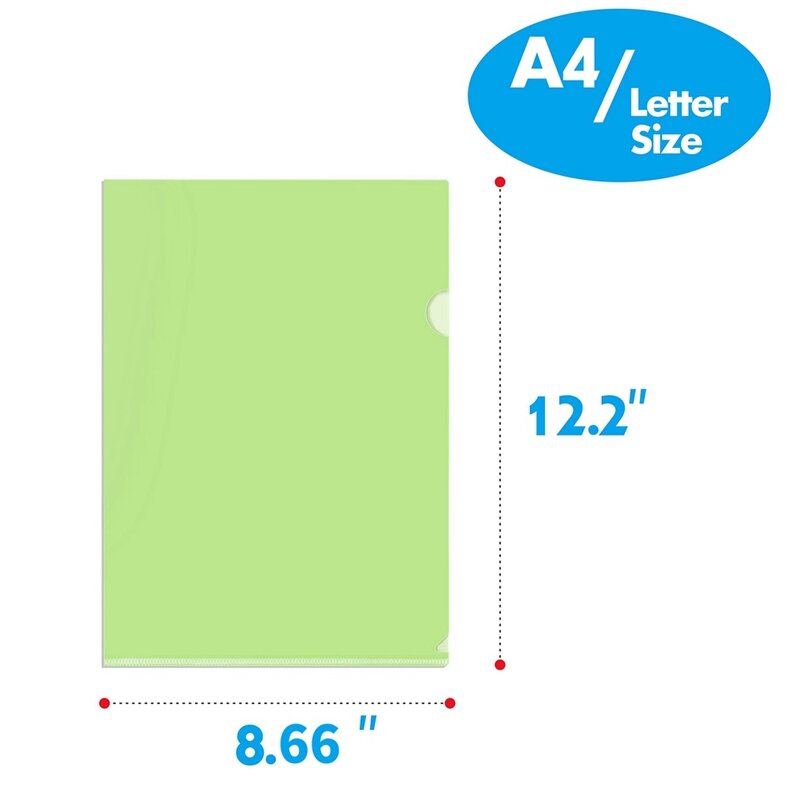 50Pcs Plastic Folders A4 Sleeves Wallets For Protection Files With Top & Side Open Sleeves For A4 Paper Work Office Durable