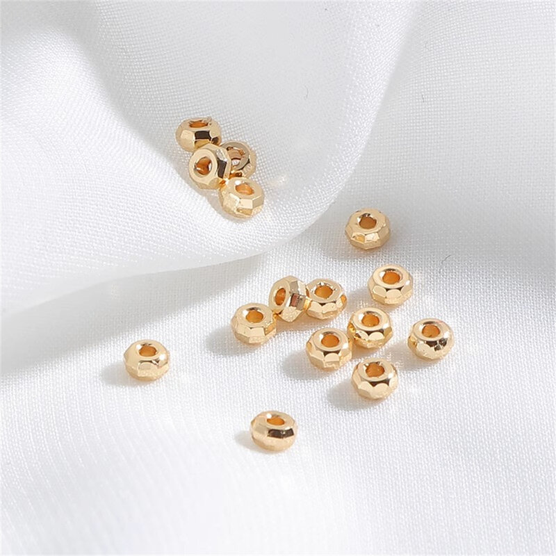 Feuille plate enduite d'or à motifs laser 14 carats avec perles séparées, matériaux de bijoux faits à la main, ficelle de perles de bracelet, accessoires de bricolage