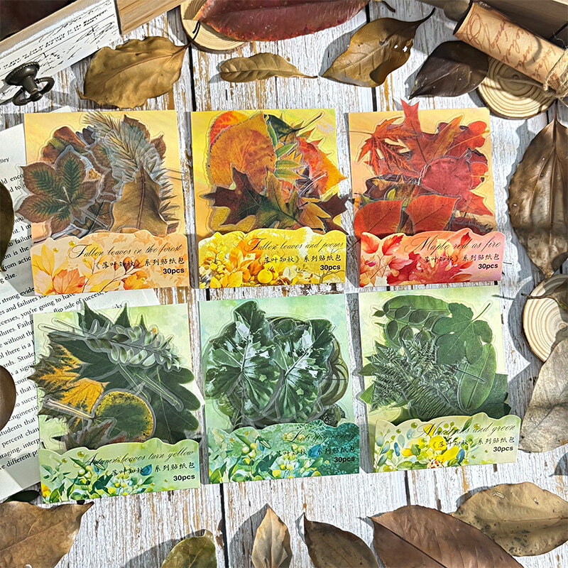 Pegatinas decorativas para mascotas, lote de 12 paquetes de hojas que caen, Serie de otoño, bonitas y encantadoras