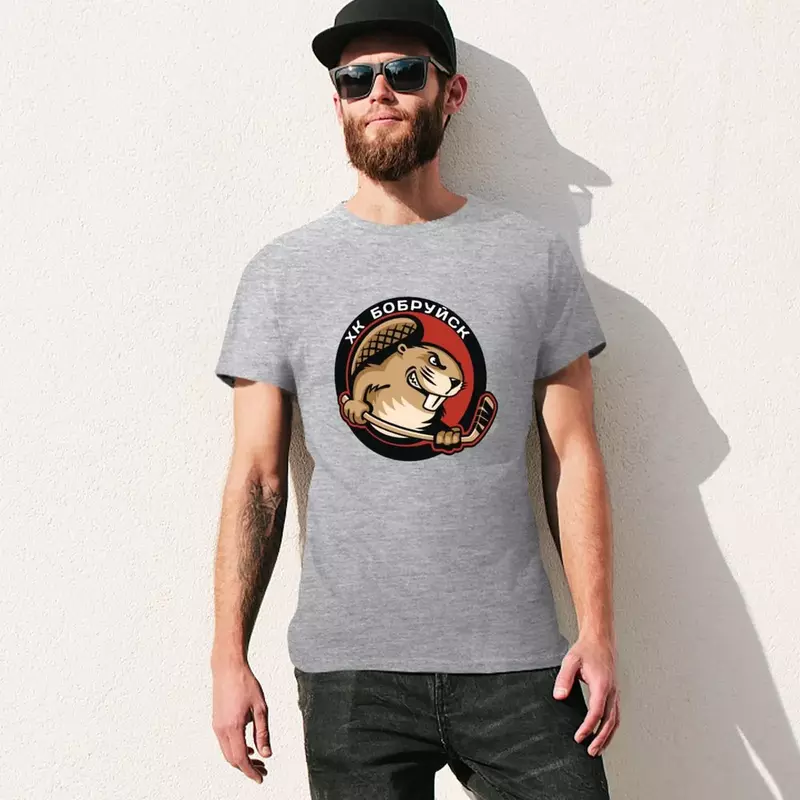 Hc babruysk-男性用の美的グラフィックTシャツ、黒のTシャツ、動物のプリント、男性の服