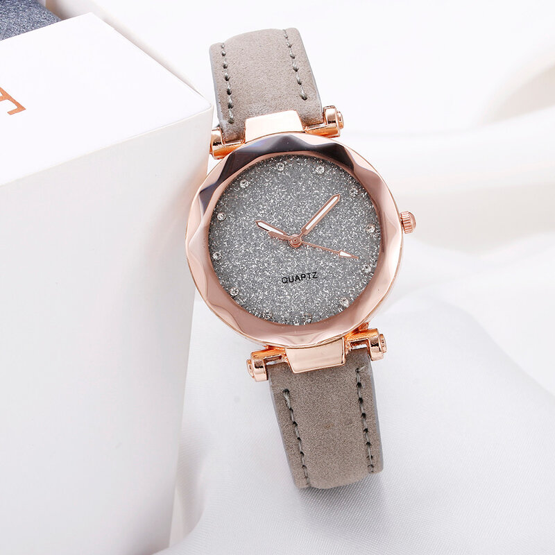 Ladies Fashion Korean Rhinestone Rose Gold Quartz Watch Female Belt Watch Women's Watches Fashion Clock Watch Women Watches