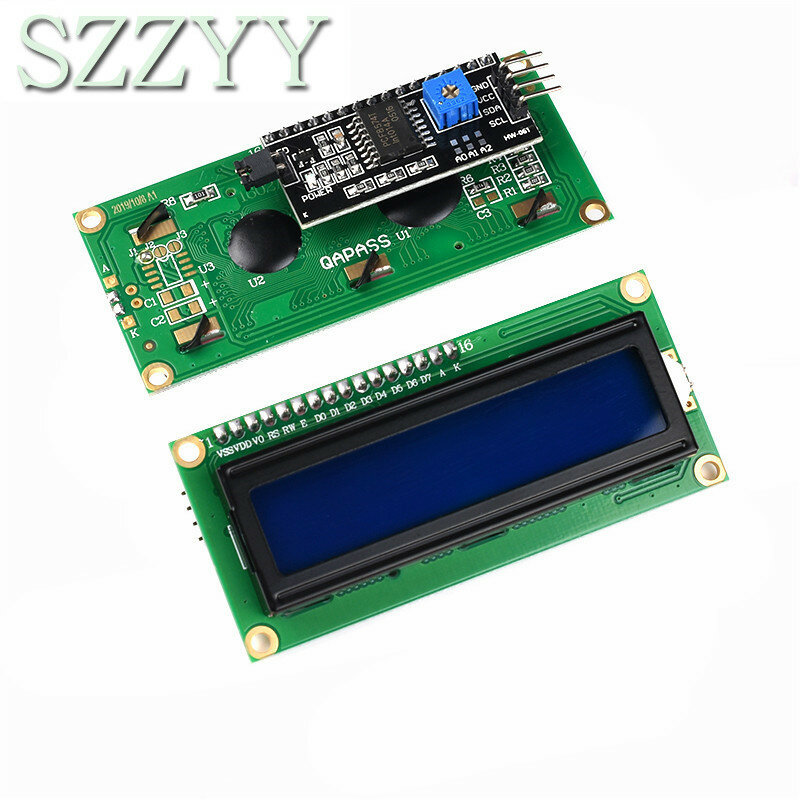 LCD1602 1602 وحدة LCD الأزرق/الأصفر شاشة خضراء 16x2 حرف شاشة الكريستال السائل PCF8574T PCF8574 IIC I2C واجهة 5 فولت لاردوينو