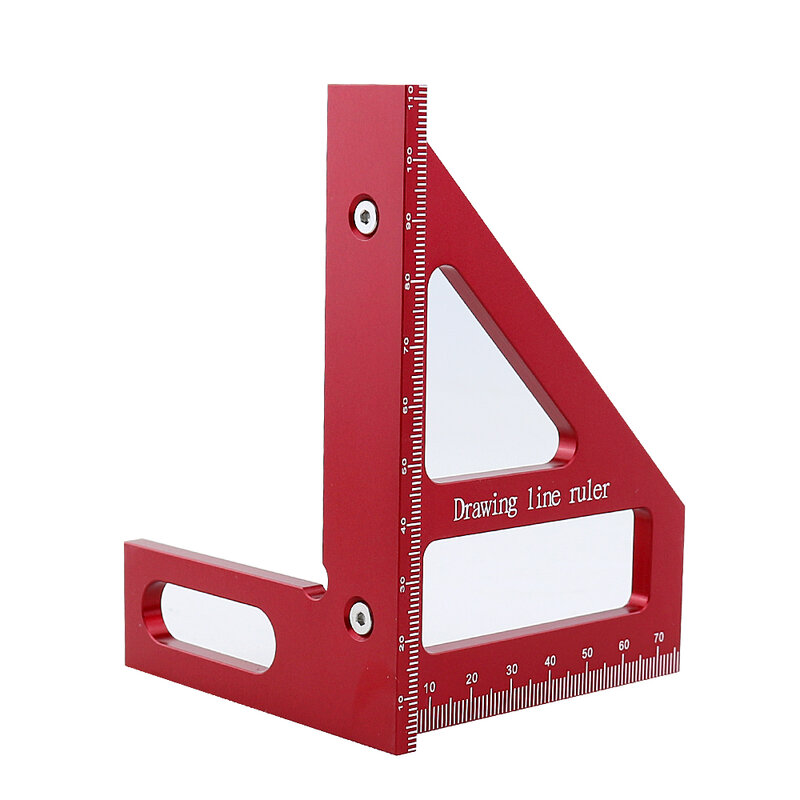 Regla triangular de inglete de aleación de aluminio de precisión, transportador cuadrado de carpintería 3D, herramientas de medición multifuncionales, 45 °/90 °