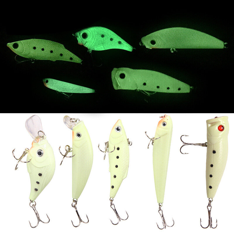 Señuelo de pesca de pececillos fluorescentes, cebo Artificial ABS, Wobbler Crankbait, herramienta de pesca de carpa, 1 unidad