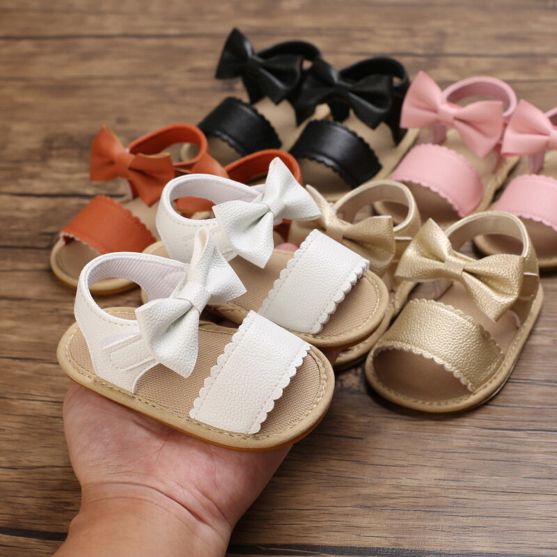 Sandálias antiderrapantes de verão para bebê, sapatos de tecido macio, sapatos princesa respiráveis, primeira caminhada