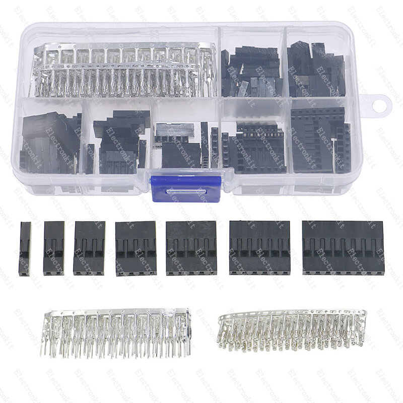 310pcs 2.54mm Male Female Dupont Wire Jumper and Female(1Pin 2Pin 3Pin 4Pin 5Pin 6Pin 8pin) Header Connector Housing Kit Box