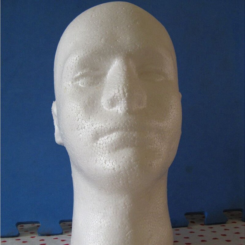 3X Wig pria, tampilan tata rias kepala manekin Model berdiri busa putih