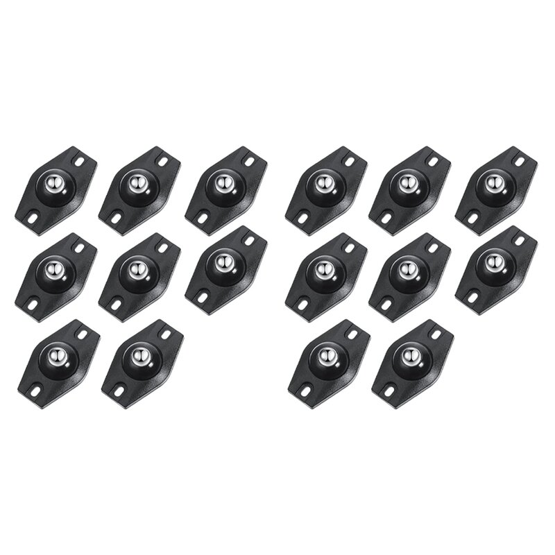 16 Pieces Self Adhesive Caster Wheels Mini Swivel Wheels 360 Degree Rotation Sticky Pulley With Ball Bearings (Black)