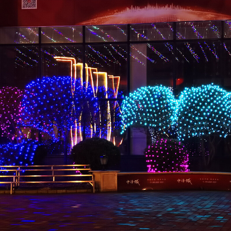 LED 그물 조명, 결혼식 장식, 크리스마스 요정 스트링 조명, 야외 휴일 축제, 멀티 야외 정원 램프, 2m * 3m, EU 220V