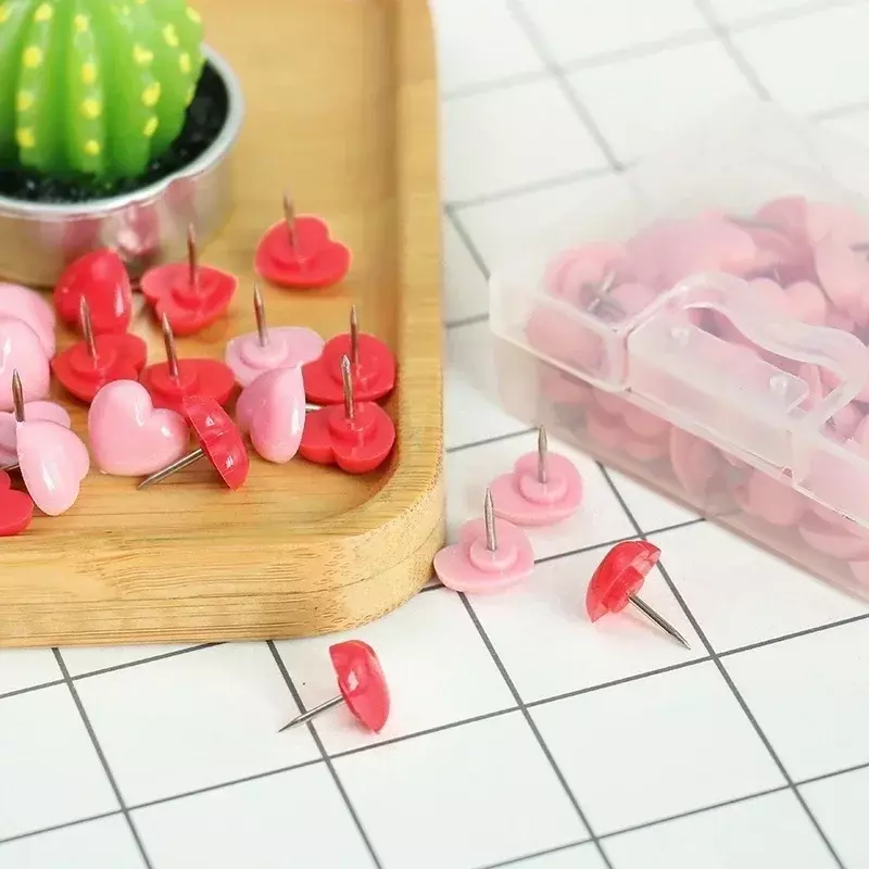 50 Heart-shaped Pushpins Love Pushpins Creative Korean Small Fresh Round Head Press Nails Color Photo Decorative Wall Nails