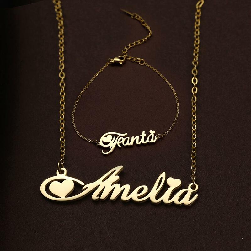 Kalung personalisasi untuk wanita kalung nama kustom liontin Arab kustom perhiasan baja tahan karat Choker hadiah keluarga