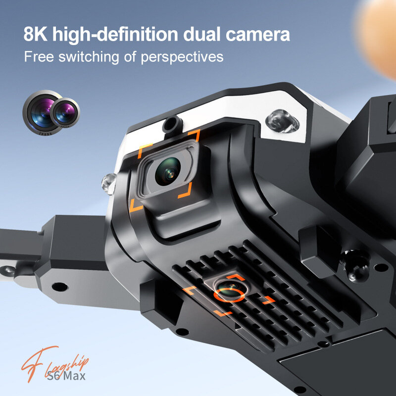 S6 접이식 드론 지능형 장애물 회피 고화질 8K 듀얼 카메라, 리모컨 항공기 항공 사진