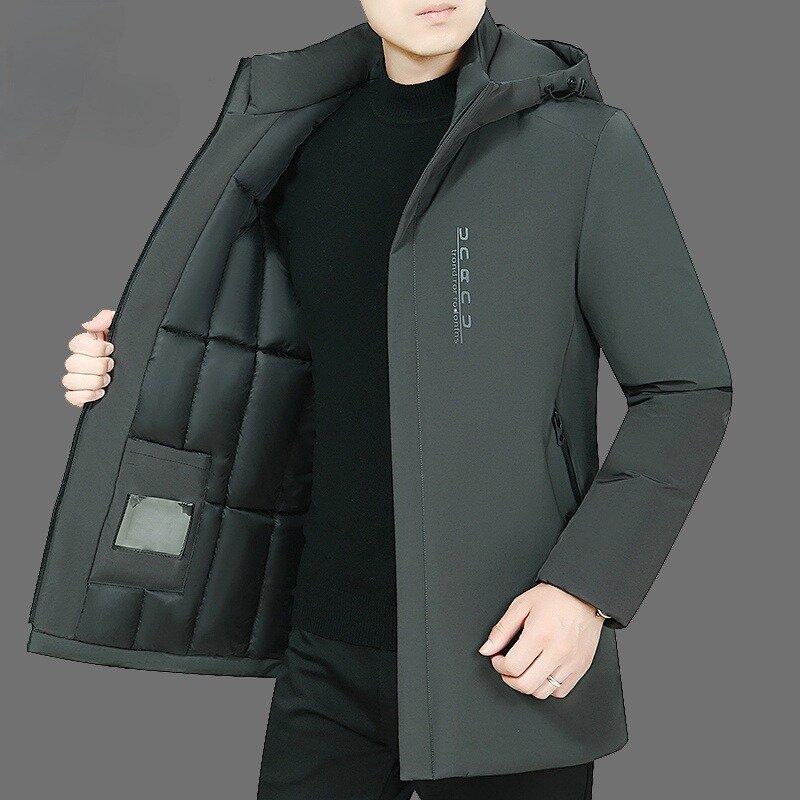 Jaqueta puffer masculina grossa, casaco masculino quente, roupa de negócios casual, inverno, 2023