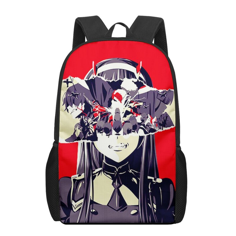 Querida na Franxx Anime 3D Bolsa de escola padrão para crianças, sacos de livros casuais, mochila infantil, mochilas para meninos e meninas, B