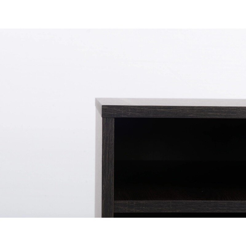 Domowe biurko z drewna i metalu z 1 szufladą i 1 drzwiami, wykończenie Espresso.