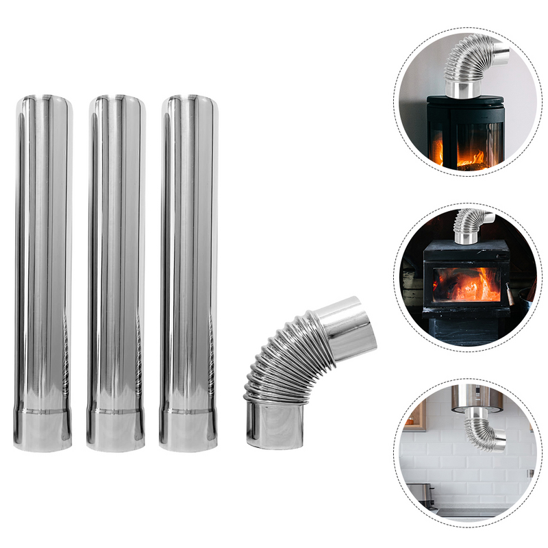 Gas Water Heater Stainless Steel Exhaust Pipe Trachea Check Valve 90° Elbow 500 Straight Smoke Chimney Duct Metal