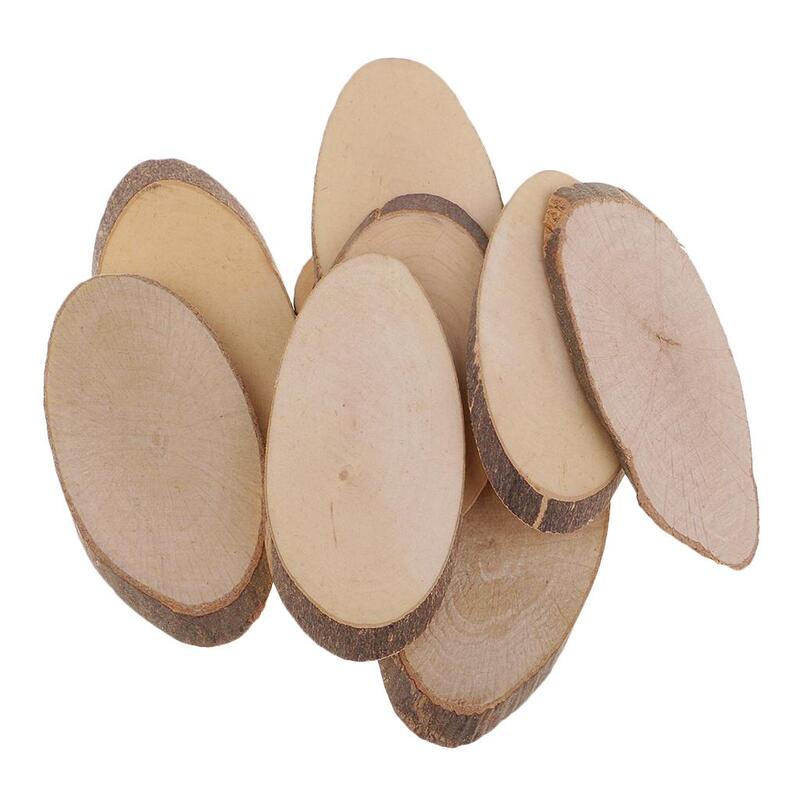 10 Pieces Oval Natural Tree Wood Slices for Rustic Wedding Home Decorations