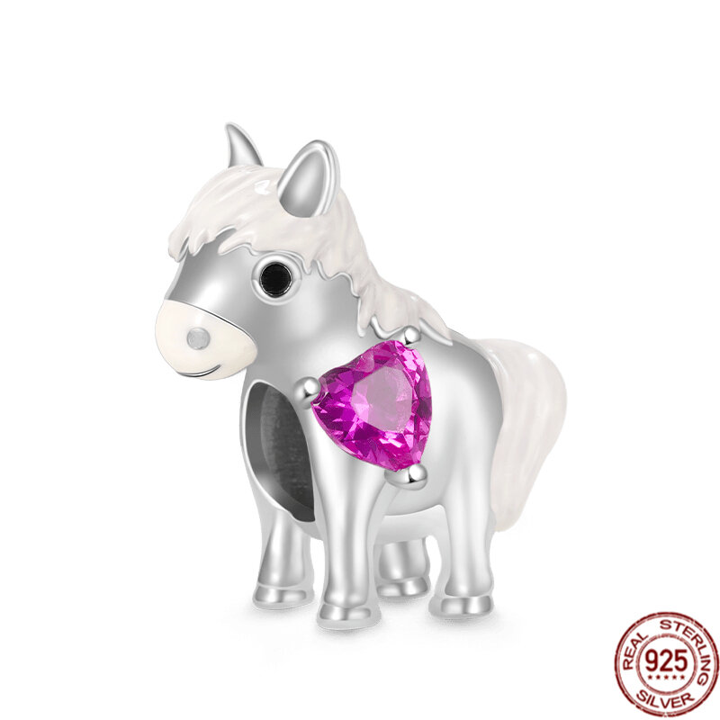 Heißer Verkauf Sterling Silber Trojaner Spielzeug Einhorn Seepferdchen Pferd baumeln Charme Perle fit Original Pandora Armband DIY Schmuck Geschenk