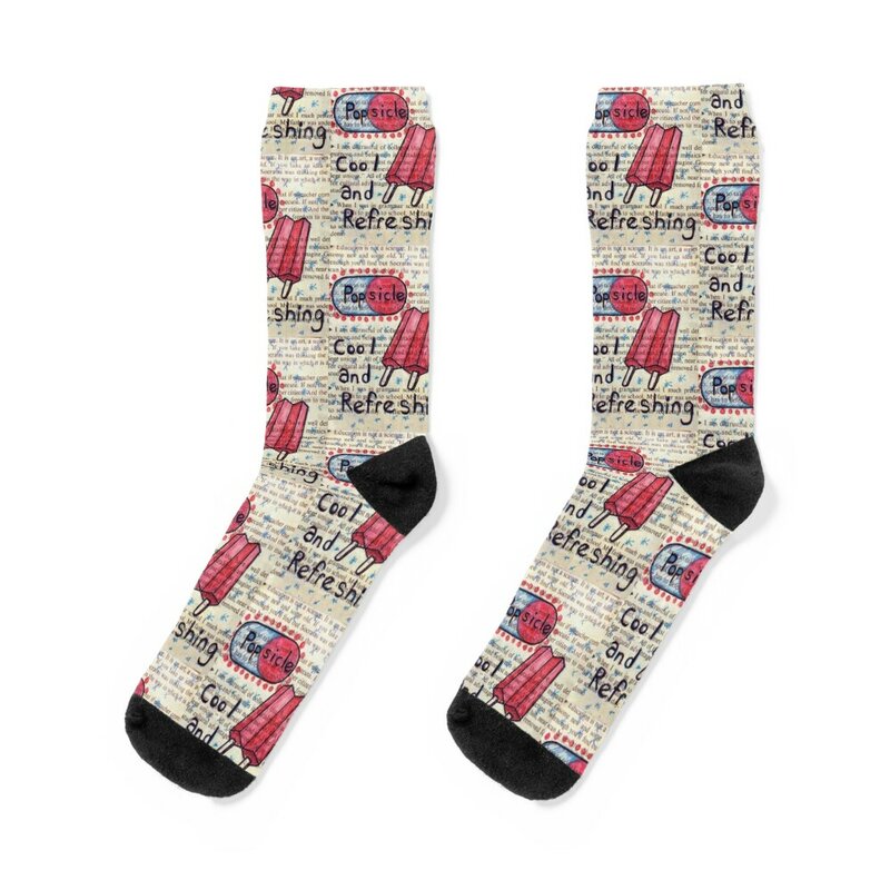 Vintage Popsicle Collage - Red Socks christmas gift summer Socks Male Women's