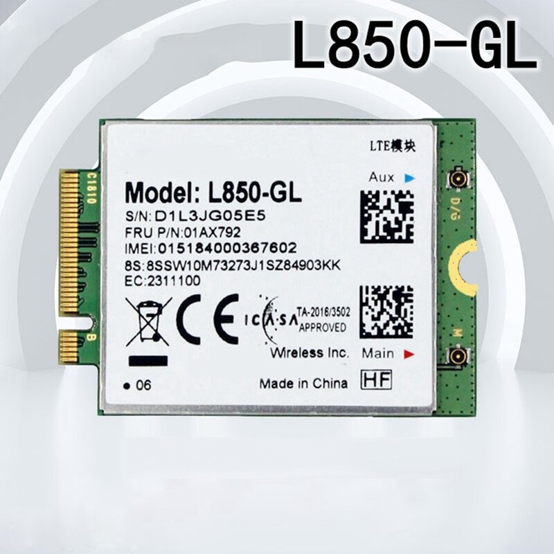 بطاقة واي فاي L850 GL و 2 ملحقات هوائي ، 01AX792 NGFF ، M.2 وحدة ، لينوفو ثينك باد T580 ، X280 ، L580 ، T480S ، T480 ، P52S