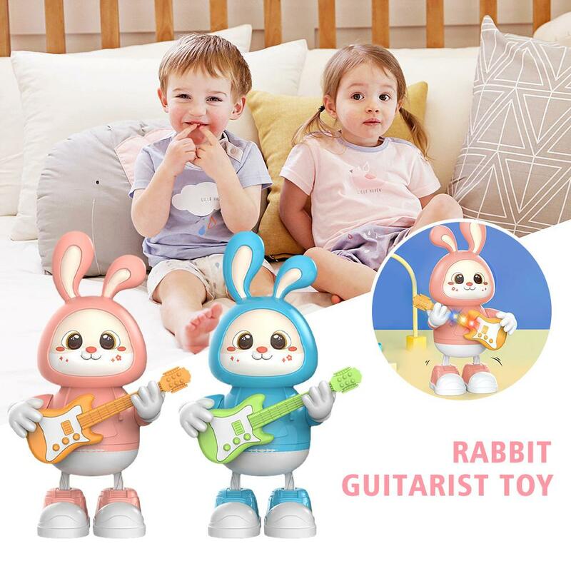 Танцующий кролик-качалка, милый кролик, игрушки для игры на гитаре, электронные интерактивные обучающие игрушки для детей, богатый звук, дети M0Y0