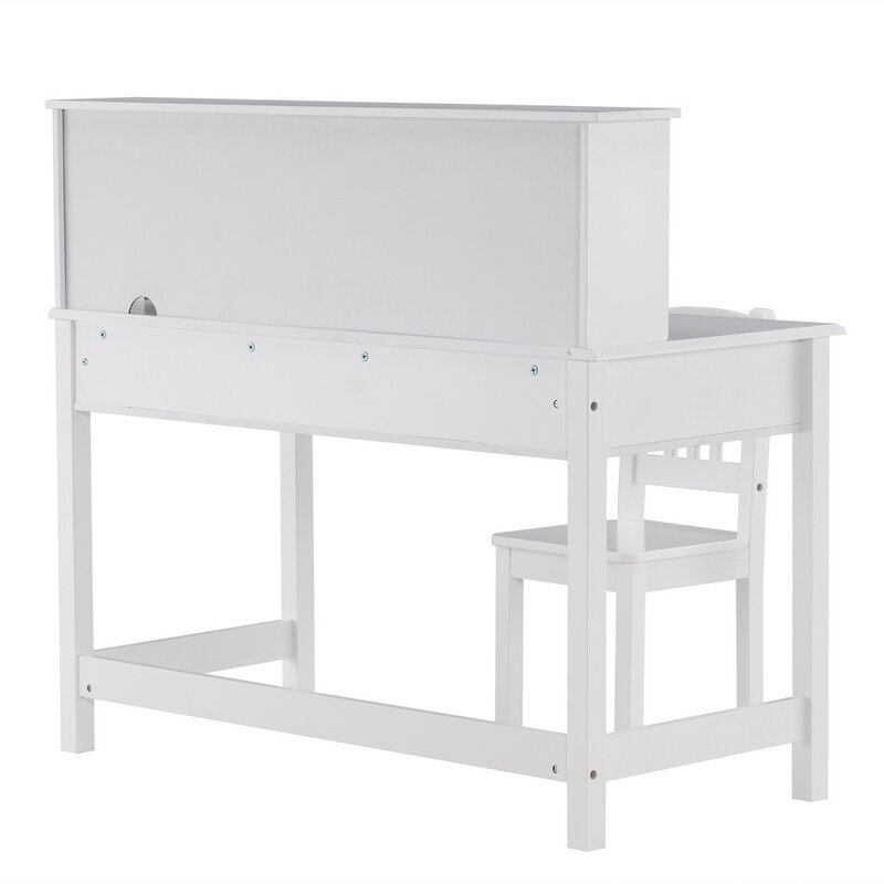 Painted Student Learning Table and Chair Set Kids Study Desk White 5-Layer Shelf Desktop  Multifunctional 110x60x66CM[US-Stock]
