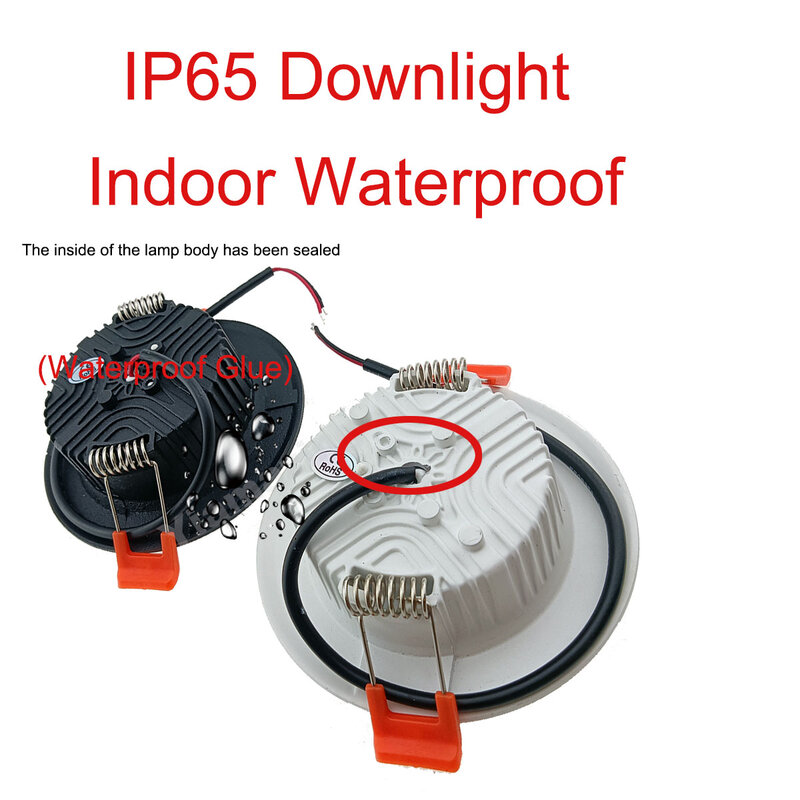 Impermeável LED Downlight para Banheiro, Recesso Lâmpada do Teto, Baixa Tensão, AC 220V, 110V, DC 5V, 12V, 24V, IP65, 7W, 9W, 12W, 15W, 18W
