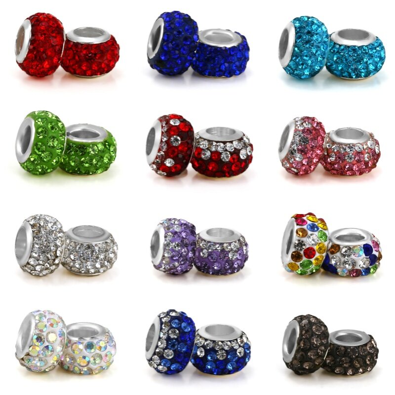 2024 Hot Clear Sparkle Spacer Charm Rainbow Glass Beads Fit Original Pandora collana bracciale portachiavi gioielli fai da te