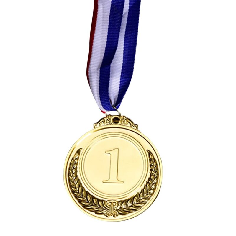 Reward Encourage Badge Gold Silver Bronze Winner Reward Medals with Ribbon for Souvenir Gift Outdoor Games Toy School Supplies