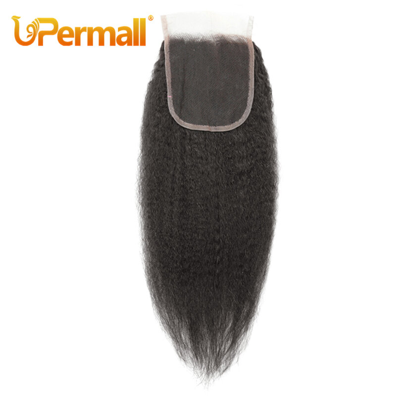 Upermall 13x4 Kinky Straight Lace Frontal Pre Plucked With Baby Hair HD Transparent Yaki 4x4 Closure Remy Human Hair For Women