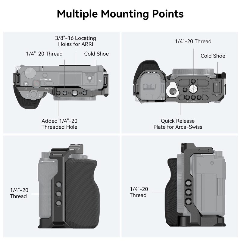 SmallRig สำหรับ Sony ZV-E10กรงซิลิโคน Grip และ Built-In Quick Release Plate สำหรับ Arca-Swiss กรง rig ชุดรองเท้าเย็น3538
