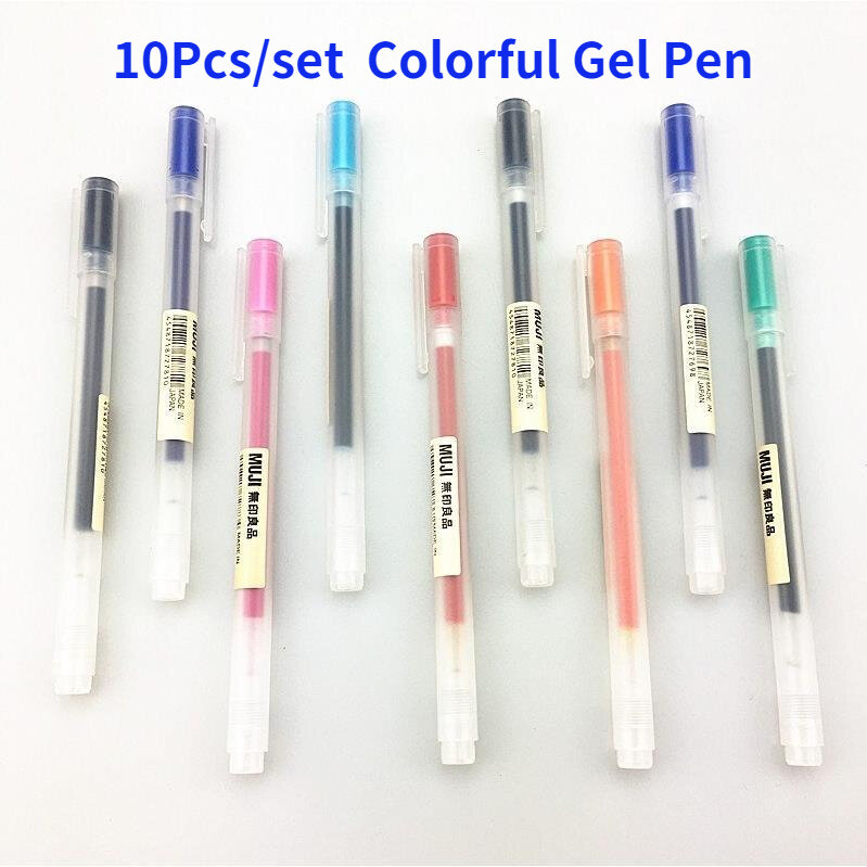 10 개/대 다채로운 MUJIs 0.5/0.38mm 젤 펜 드로잉 메이커 펜 캡 스타일 쓰기 펜 편지지 사무실 아이 학교 2022 선물