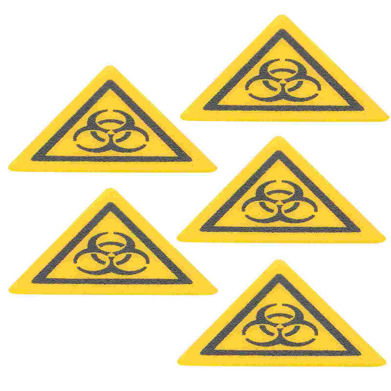 5pcs Caution Sign Stickers Laboratory Risk Warning Laboratory Warning Stickers