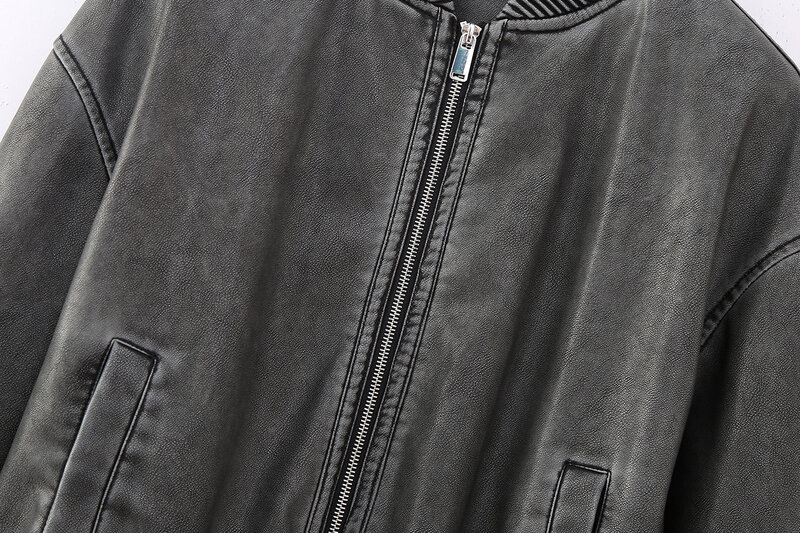 Куртка-бомбер PULABO женская из искусственной кожи, модный винтажный пиджак, повседневный Свободный Топ, верхняя одежда, весна-осень 2024