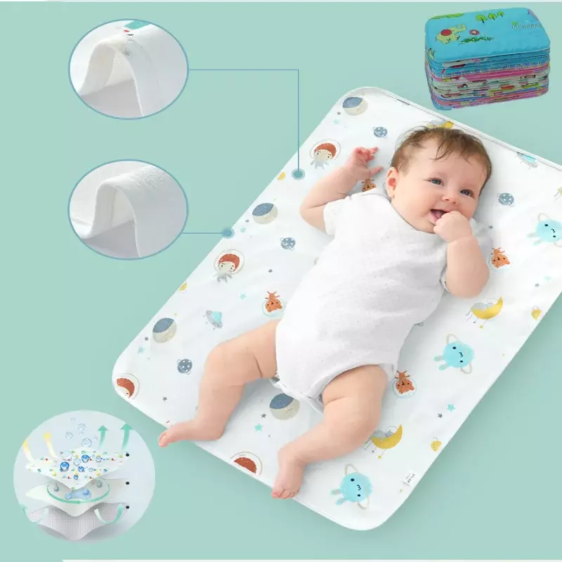 Baby Diaper Reusable Waterproof Cotton Changing Pad Cover Baby Diaper Mattress Newborn Print Changing Mat Floor Play Mats 0-3Y