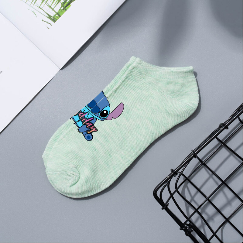 Короткие носки-лодочки Disney Лило Ститч, Мультяшные простые Дышащие носки для мужчин и женщин, милые короткие, разные цвета, весна-лето