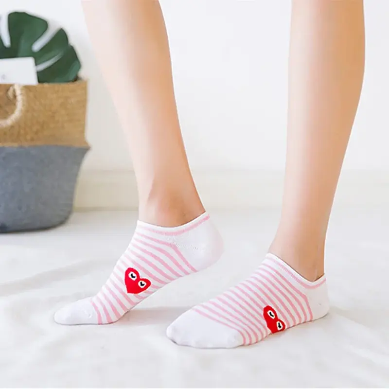 Low Cut Striped Socks for Ladies, Warm Knitted Sports Ankle Socks, Casual Boat Socks for Girls, Autumn and Winter