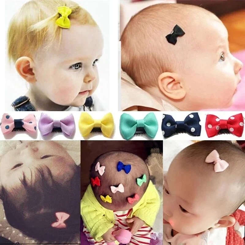 10PCS Newborn Baby Girls Hair Clip Head Dress Barrettes Mini Bows Ribbon Hairpins Infants Toldder Hairpins Kids Hair Accessories