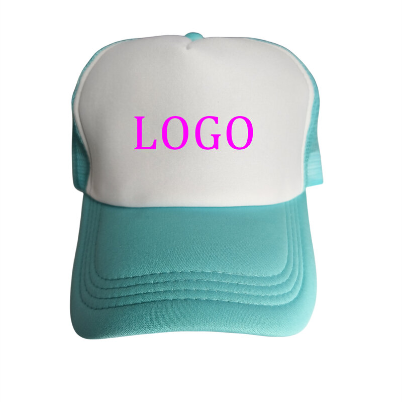Personalize o logotipo da impressão que anuncia o tampão unisex do camionista do logotipo da transferência térmica tampões de malha do verão chapéu ajustável do camionista da espuma chapéu do pai